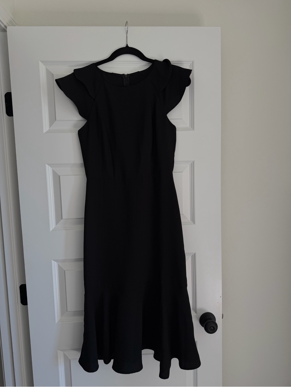 Banana Republic Black Midi Dress with Ruffle Sleeves